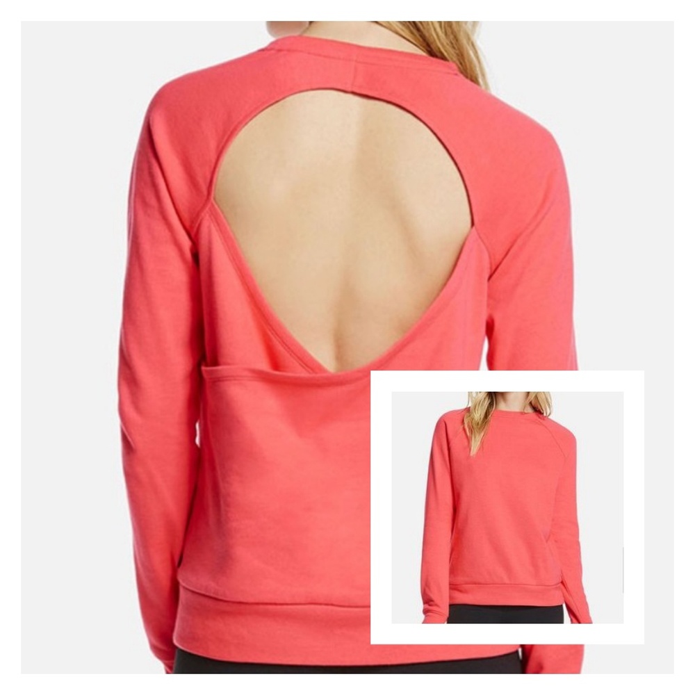 FABLETICS Coral Pink Open Back Sweatshirt Size S